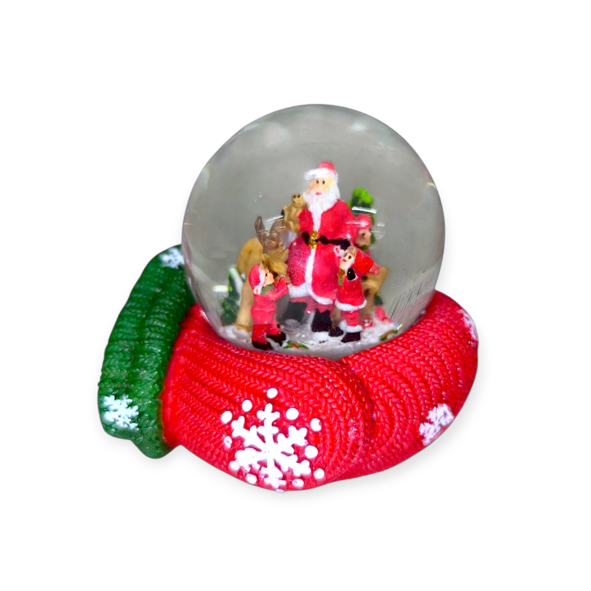 Télvarázs – karácsonyi hógömb Mikulás kesztyűben 9 cm