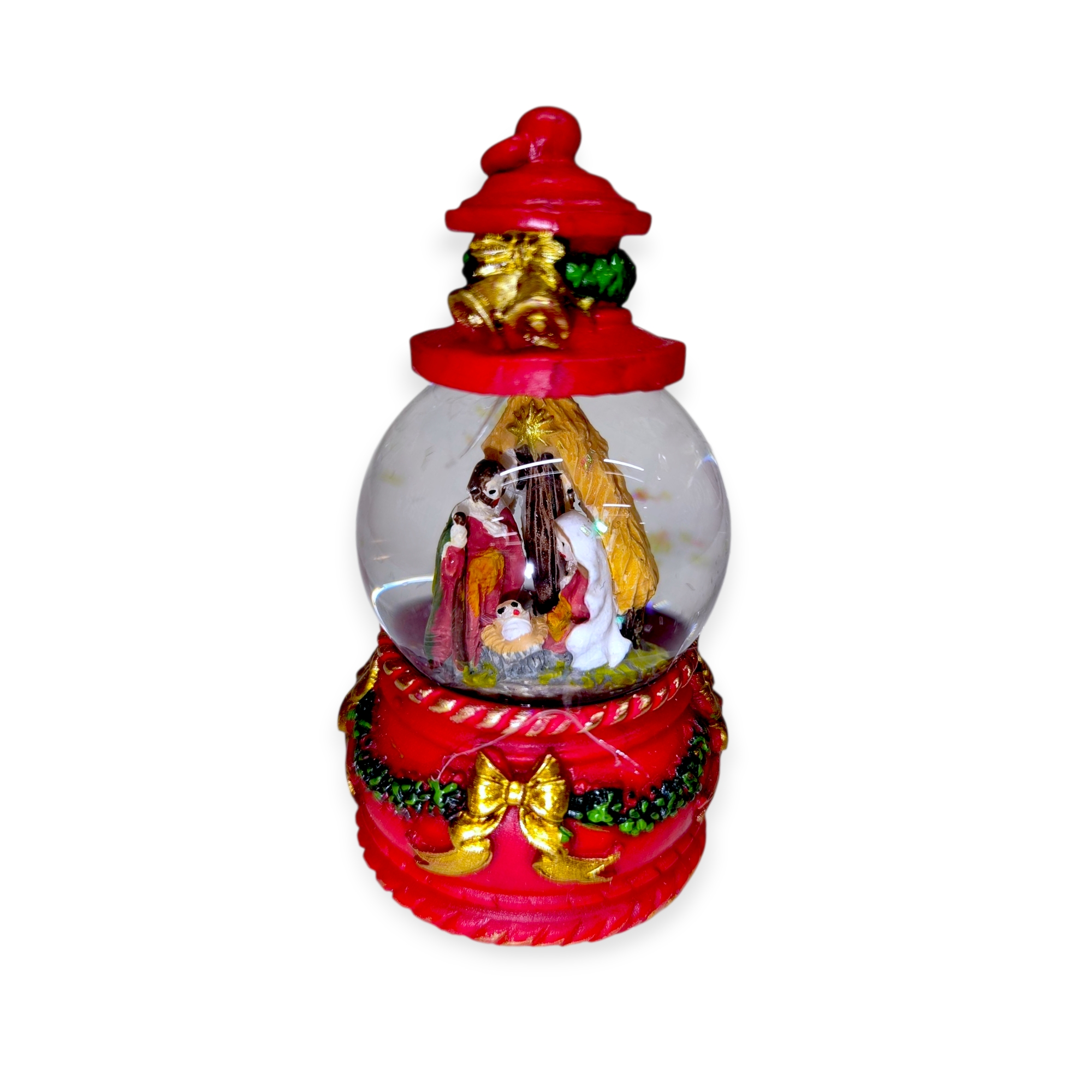 Betlehemi fény hógömb Jézus születésével 9 cm