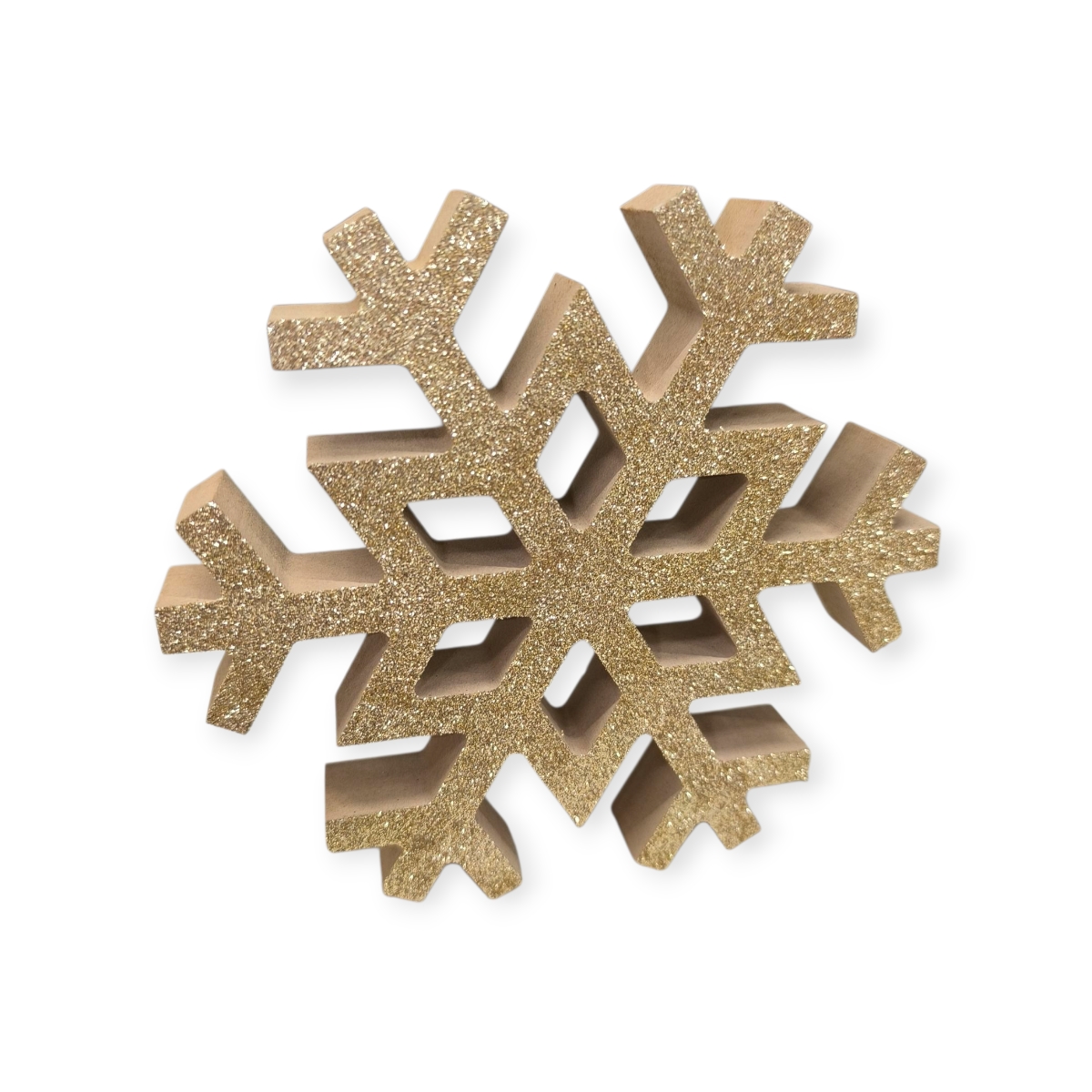 Arany csillámos fa hópehely – karácsonyi dekoráció 14cm