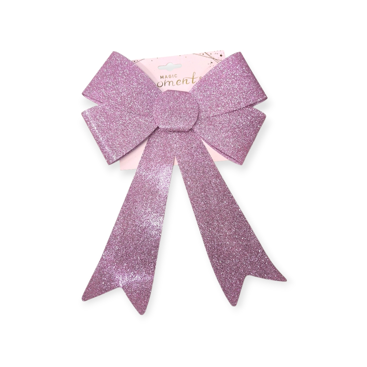 Rózsaszín ragyogás dekoratív karácsonyi masni csillámmal 33 cm