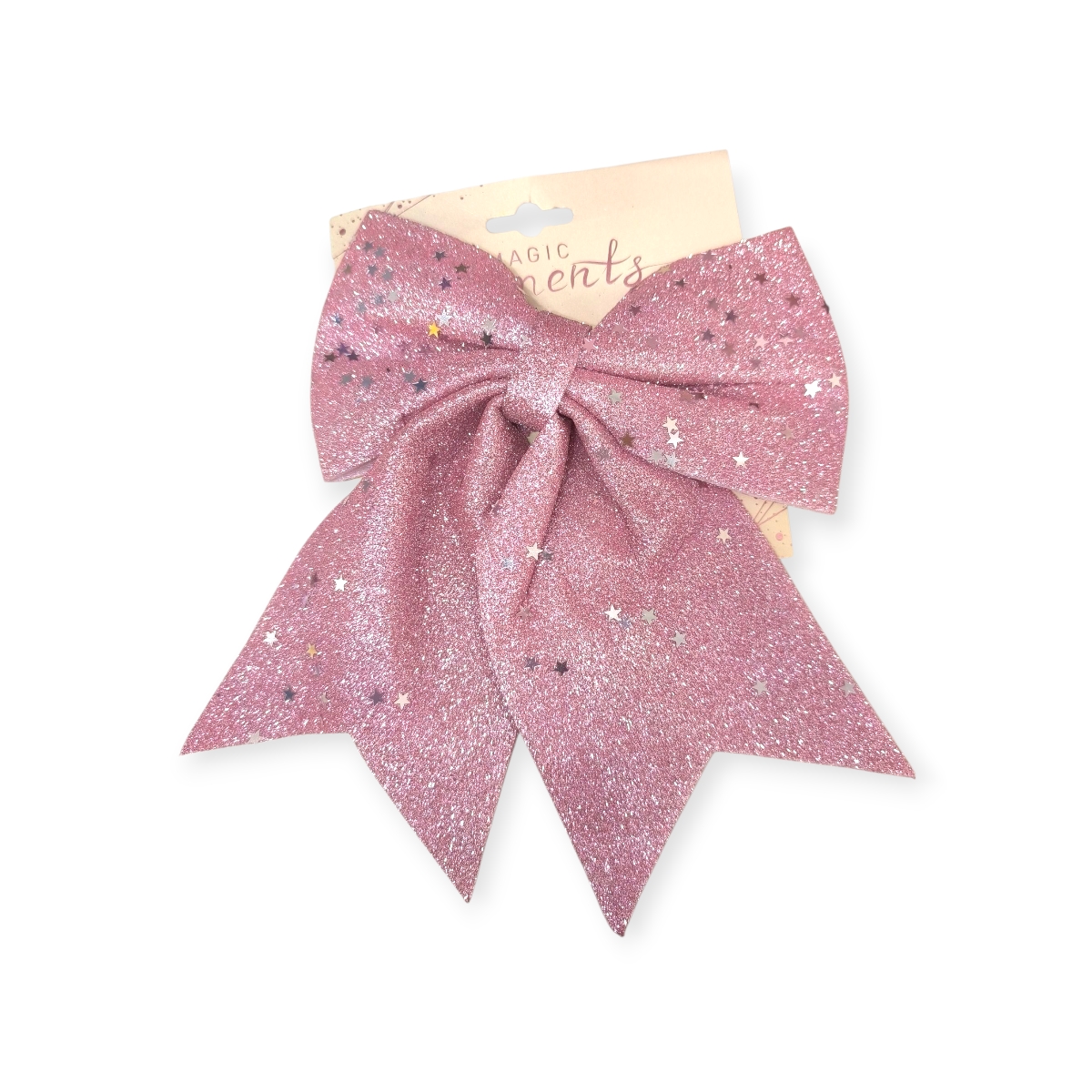 Csillagfény rózsaszín karácsonyi masni 25 cm