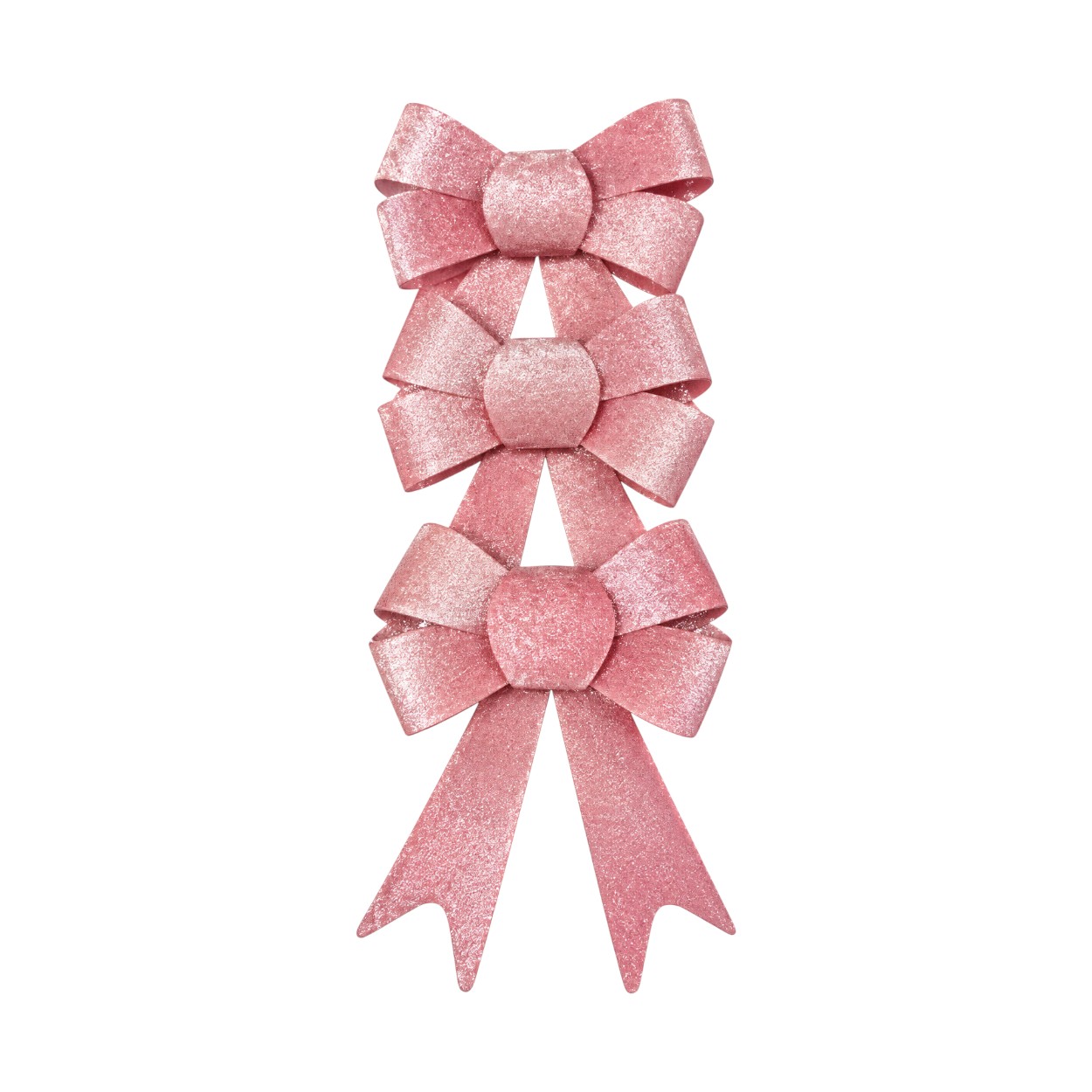 Rózsaszín bársony karácsonyi masni szett, 12 cm (3 db)