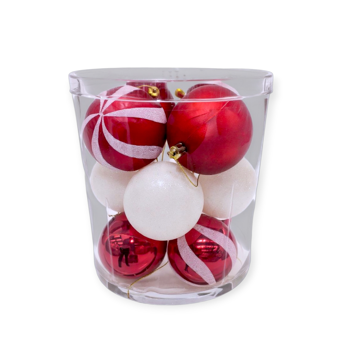 Cukorka mintás piros-fehér karácsonyfadísz szett Ø5cm – 12db