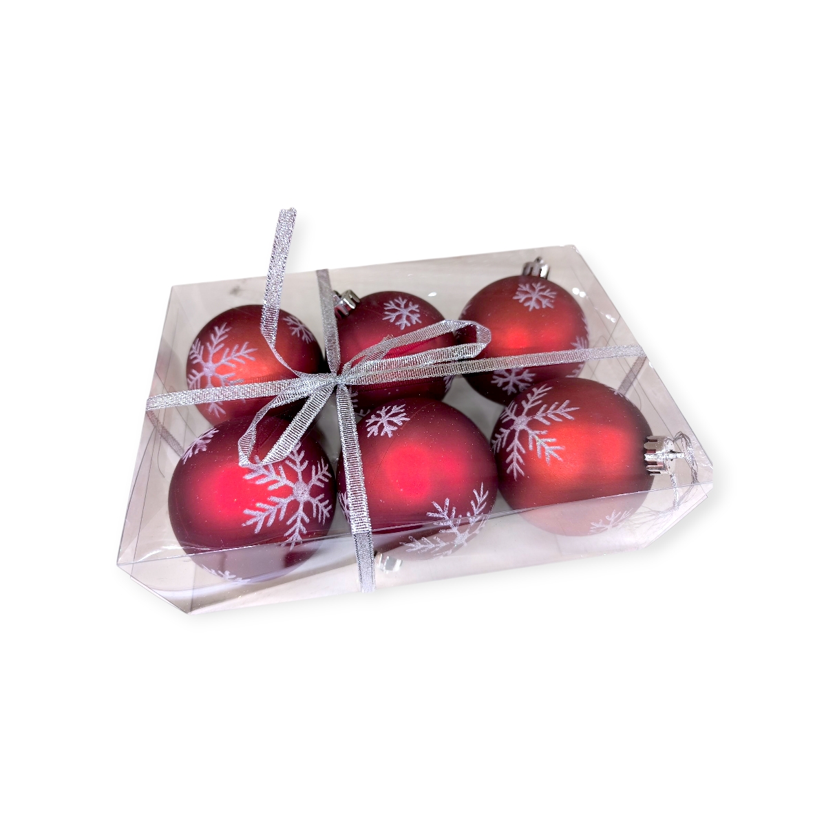 Piros-arany pehely karácsonyi gömb szett Ø6cm – 6db