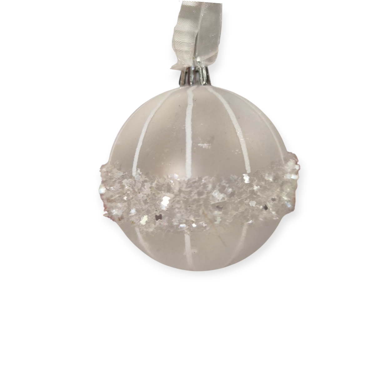 Fagyos varázs átlátszó karácsonyfadísz gömb talmival 8cm