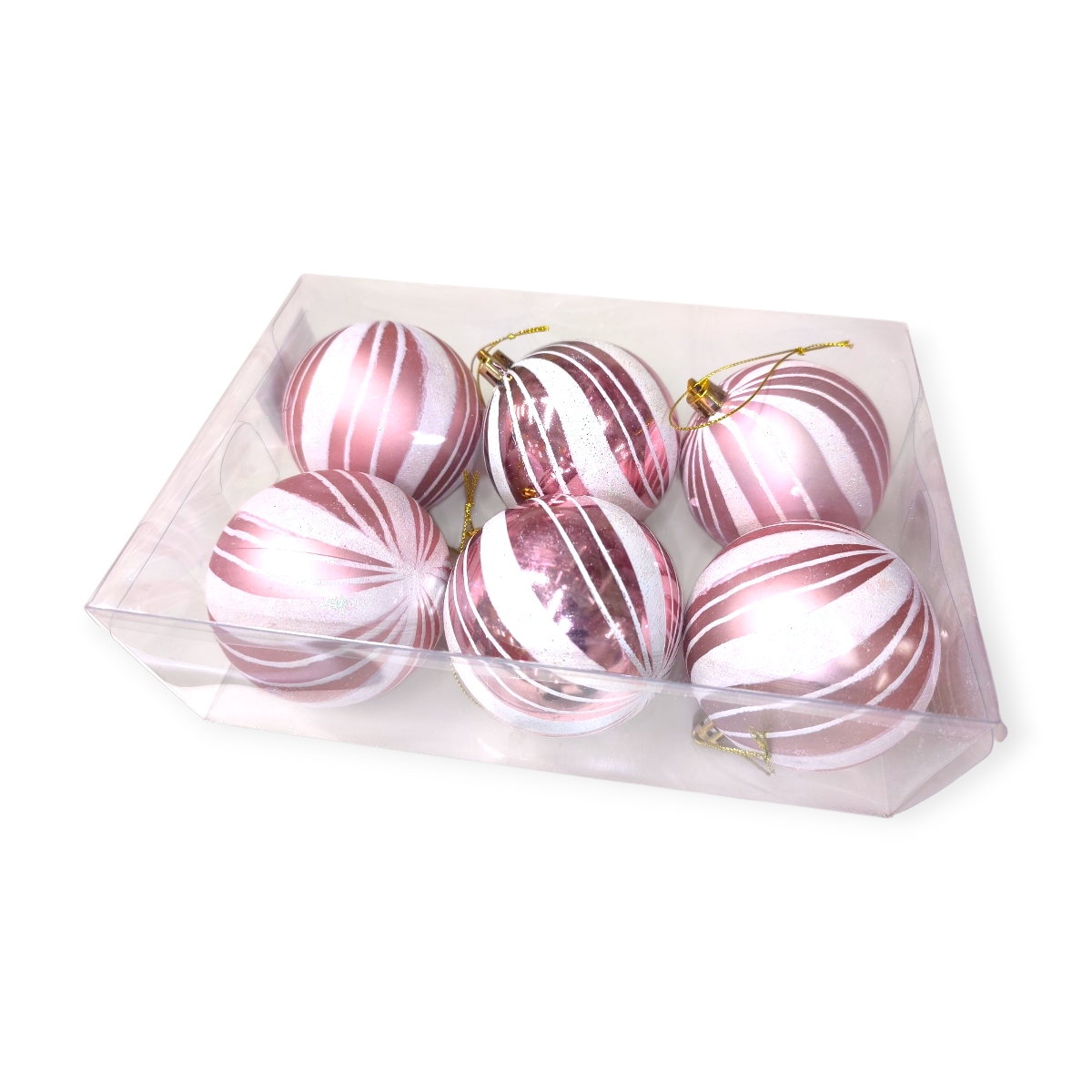 Matt és fényes rózsaszín karácsonyi gömbök 8cm – 6db