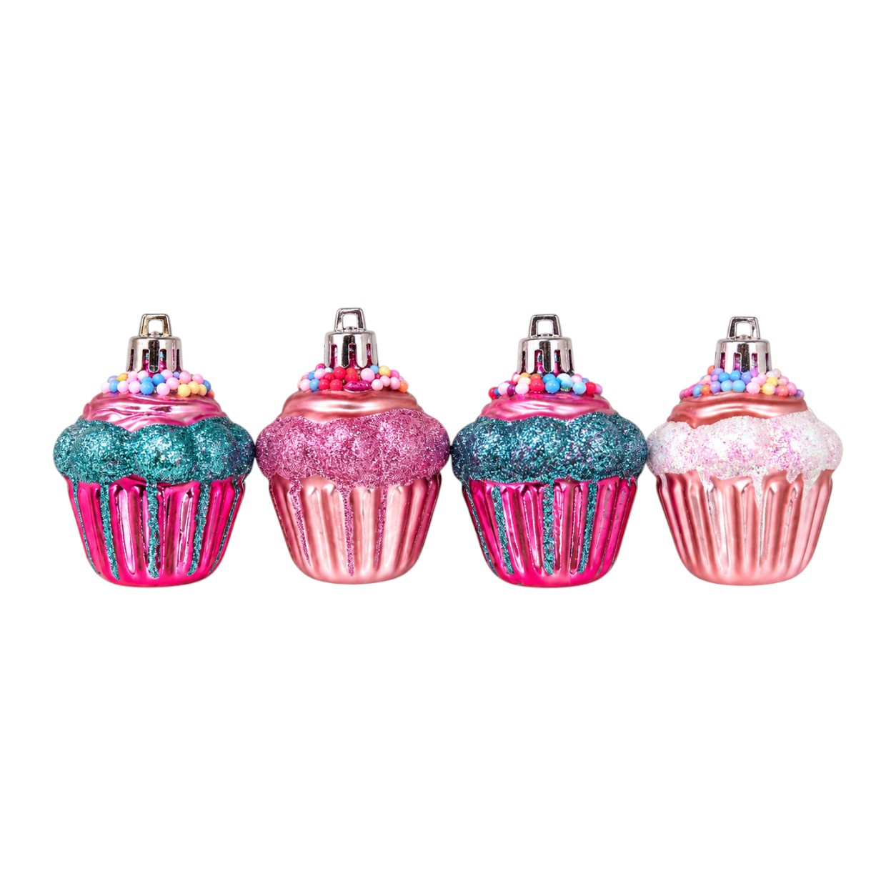 Lila cupcake karácsonyfadísz szett, 4 db