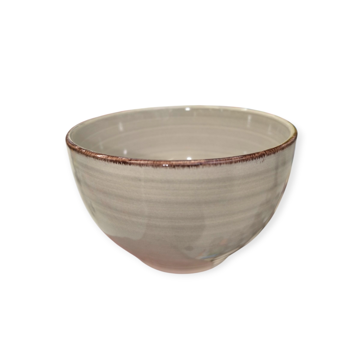 Bézs kerámia leveses tál barna szegéllyel – 850 ml