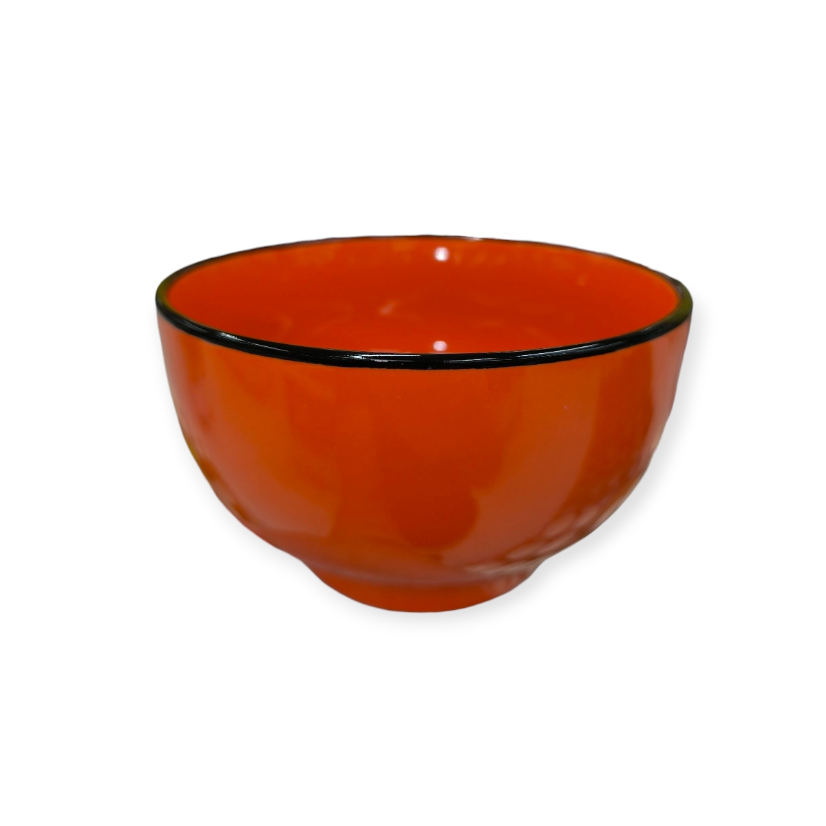 Narancssárga kerámia leveses tál fekete peremmel – 600 ml