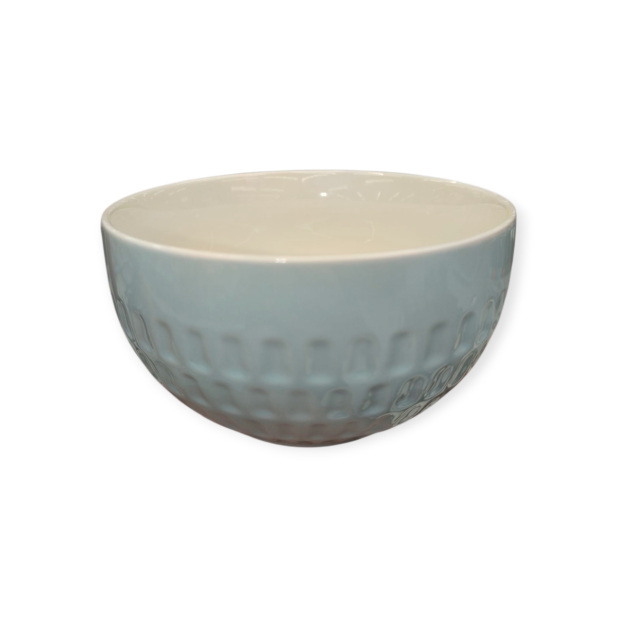 Fehér-kék kerámia leveses tál dombornyomott mintával – 630 ml