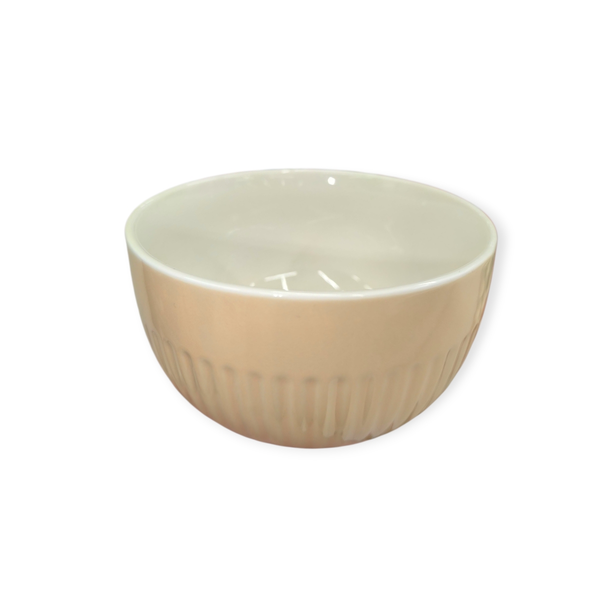 Fehér-krémszínű porcelán leveses tál csíkos dombornyomott mintával – 680 ml