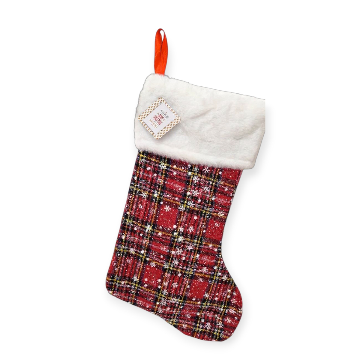 Piros kockás karácsonyi mikuláscsizma 45cm