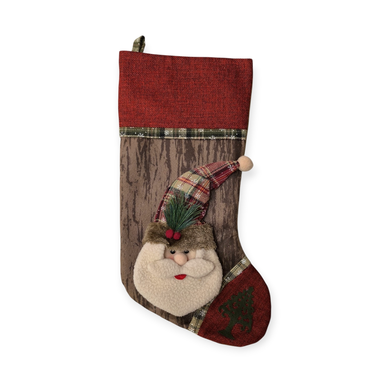 Piros 3D mikuláscsizma prémes sapkával 40cm