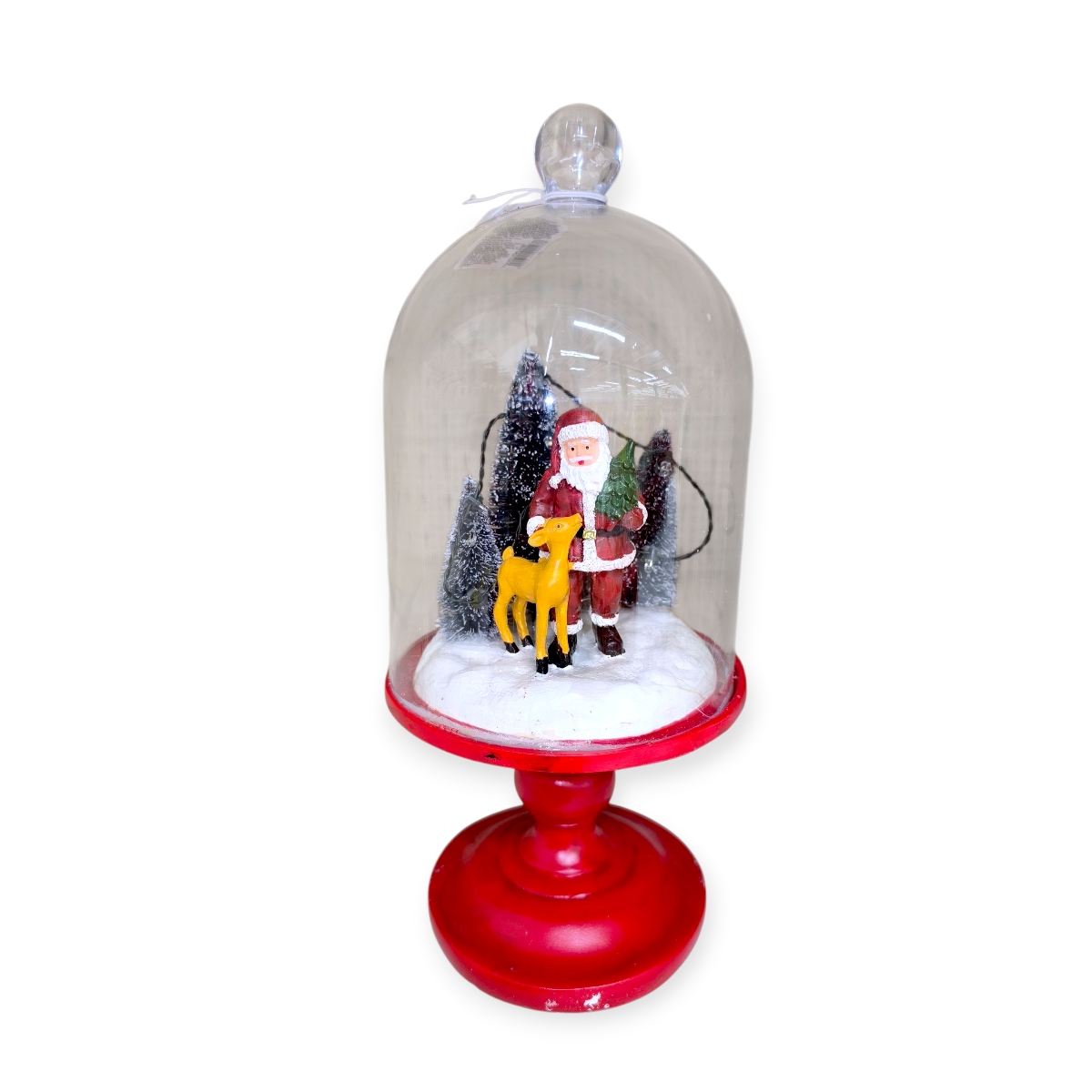 LED-es karácsonyi dekor kupola Mikulással és rénszarvassal Ø14x31cm