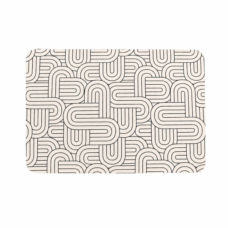 Fekete-ecru absztrakt fürdőszobai szőnyeg 60x40 cm