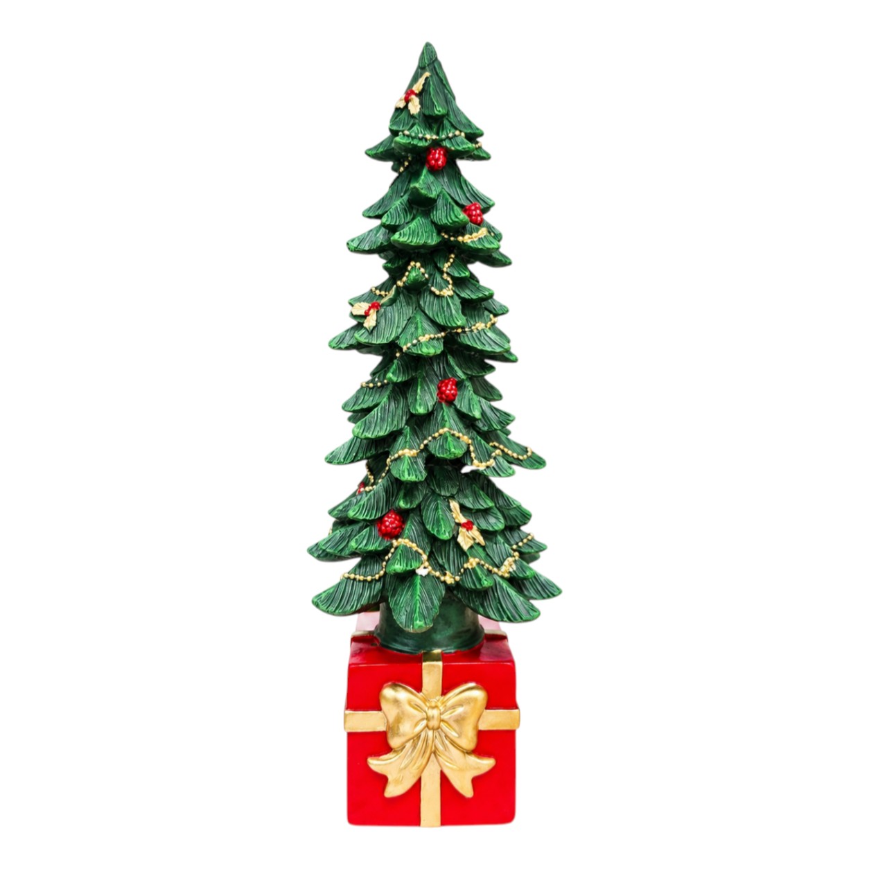 3D polirezin karácsonyfa figura ajándékokkal (33 cm)