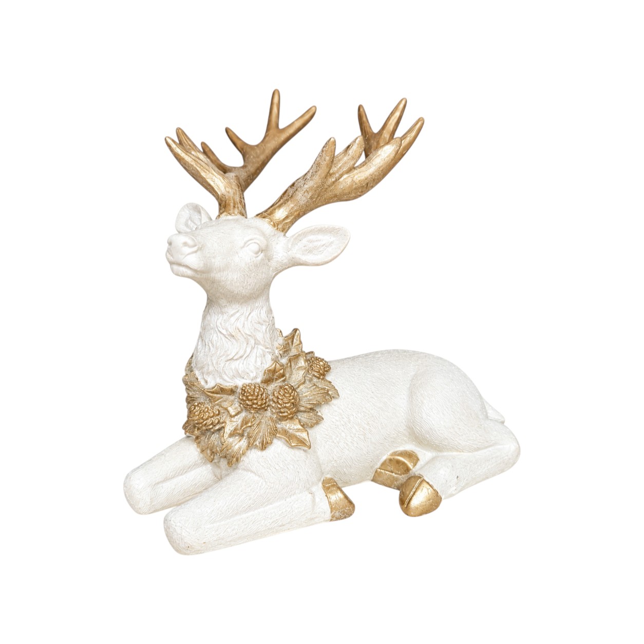 3D arany-fehér csillámos rénszarvas dekoráció (23 cm)