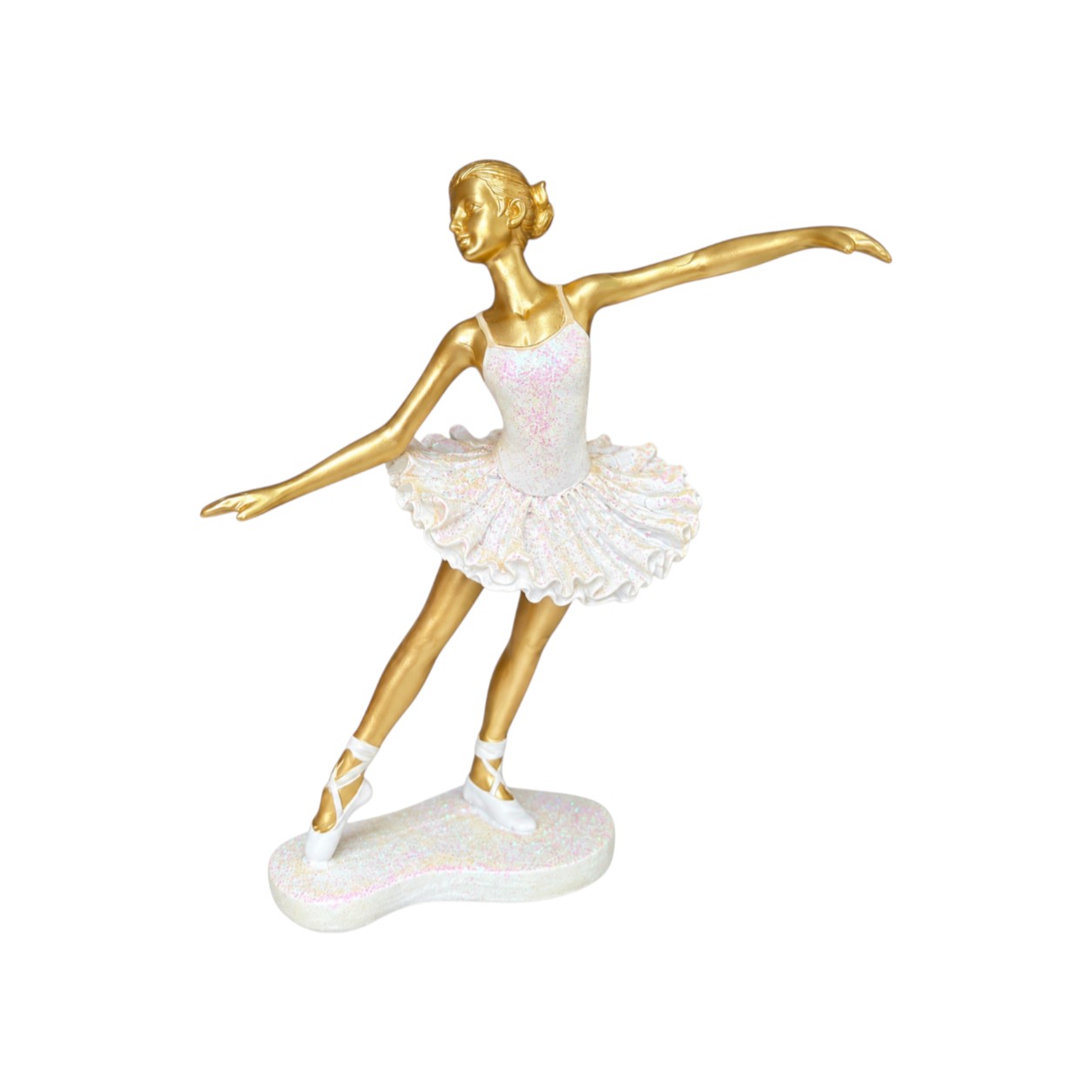 Arany balerina karácsonyi dekoráció irizáló szoknyával (20 cm)