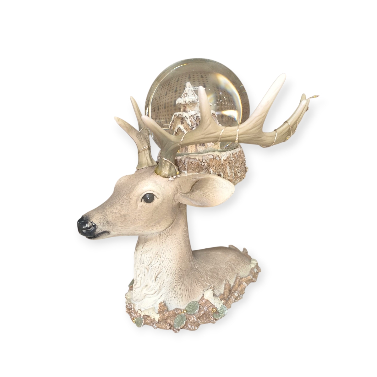 Rénszarvasfej karácsonyi dekoráció LED világítással 22 cm