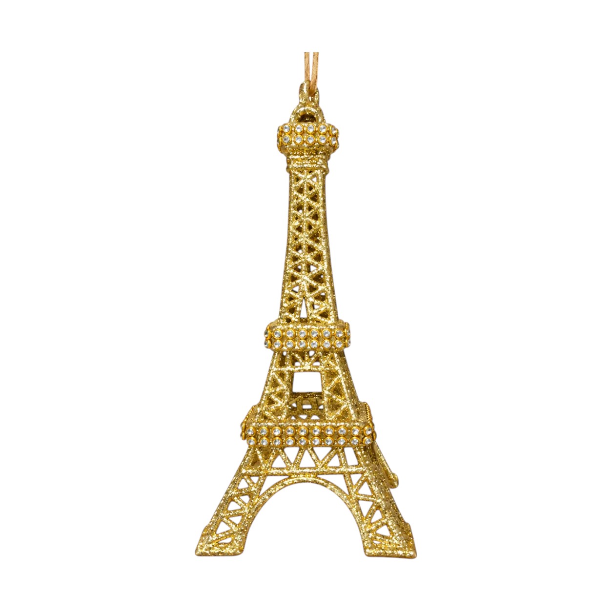 Pezsgő színű csillámos Eiffel-torony karácsonyi dekoráció – 26 cm