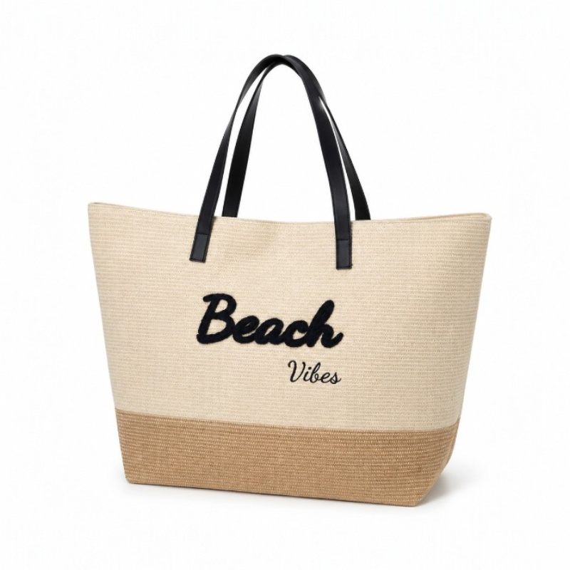 Bézs strandhangulat strandtáska 57x15x43 cm