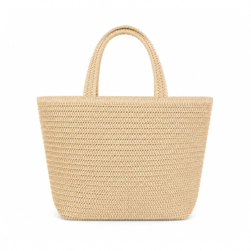 Ecru strandtáska cipzárral és belső zsebbel 48 cm