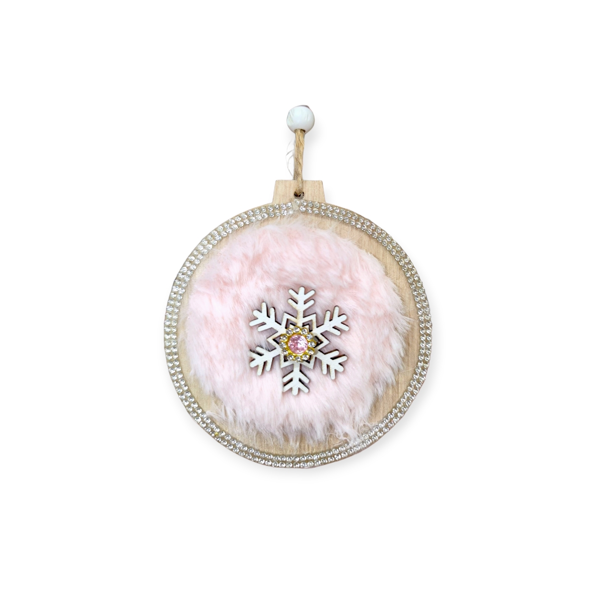 Fa gömb karácsonyfa dísz – strasszos, Ø9 cm