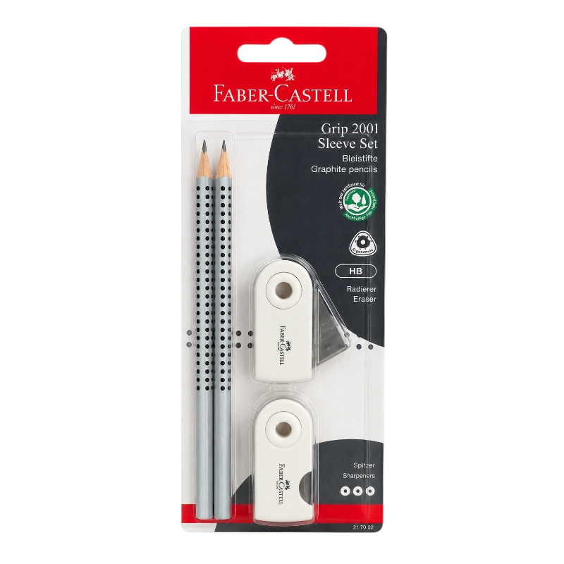 Faber-Castell Grey Sparkle HB ceruzakészlet radírral és hegyezővel 4 darab
