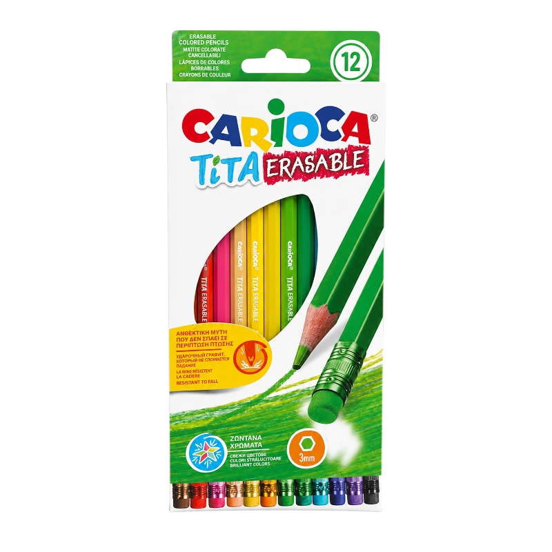 Carioca színes ceruzakészlet radírral – 12 db