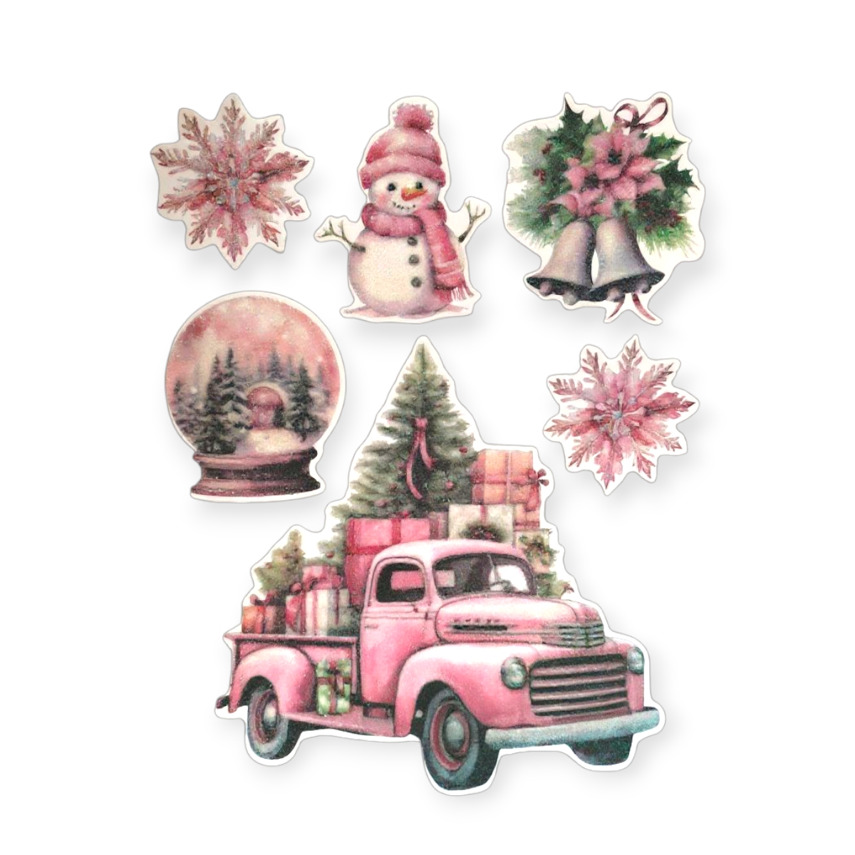 Rózsaszín karácsonyi autós ablakmatrica 30x38cm