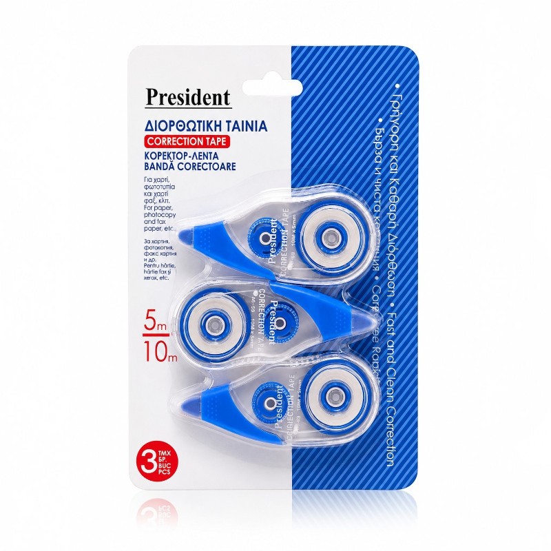 President hibajavító szalag 3 db – 10 m × 5 mm