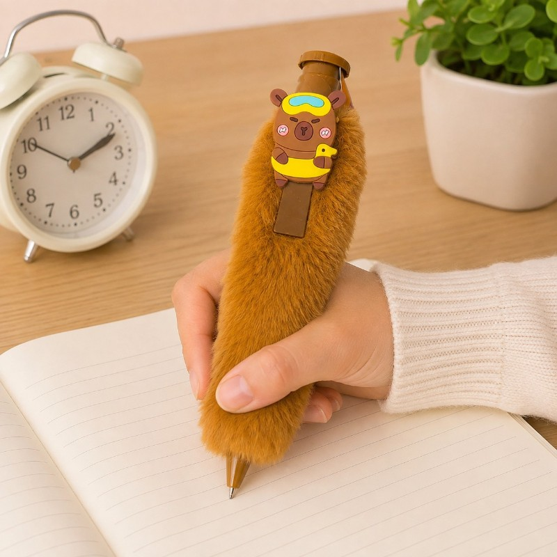 Capybara plüss óriás toll barna kék tintával