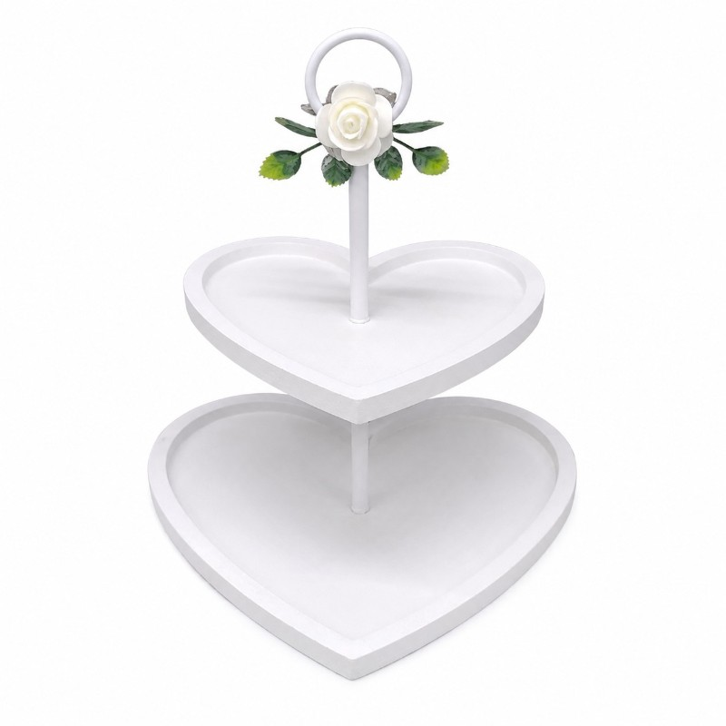 Kétszintes fa tortatartó 33 cm