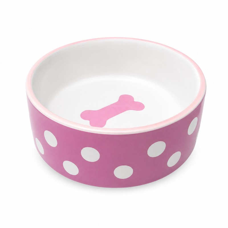 Rózsaszín porcelán kutyatál Princess 850 ml