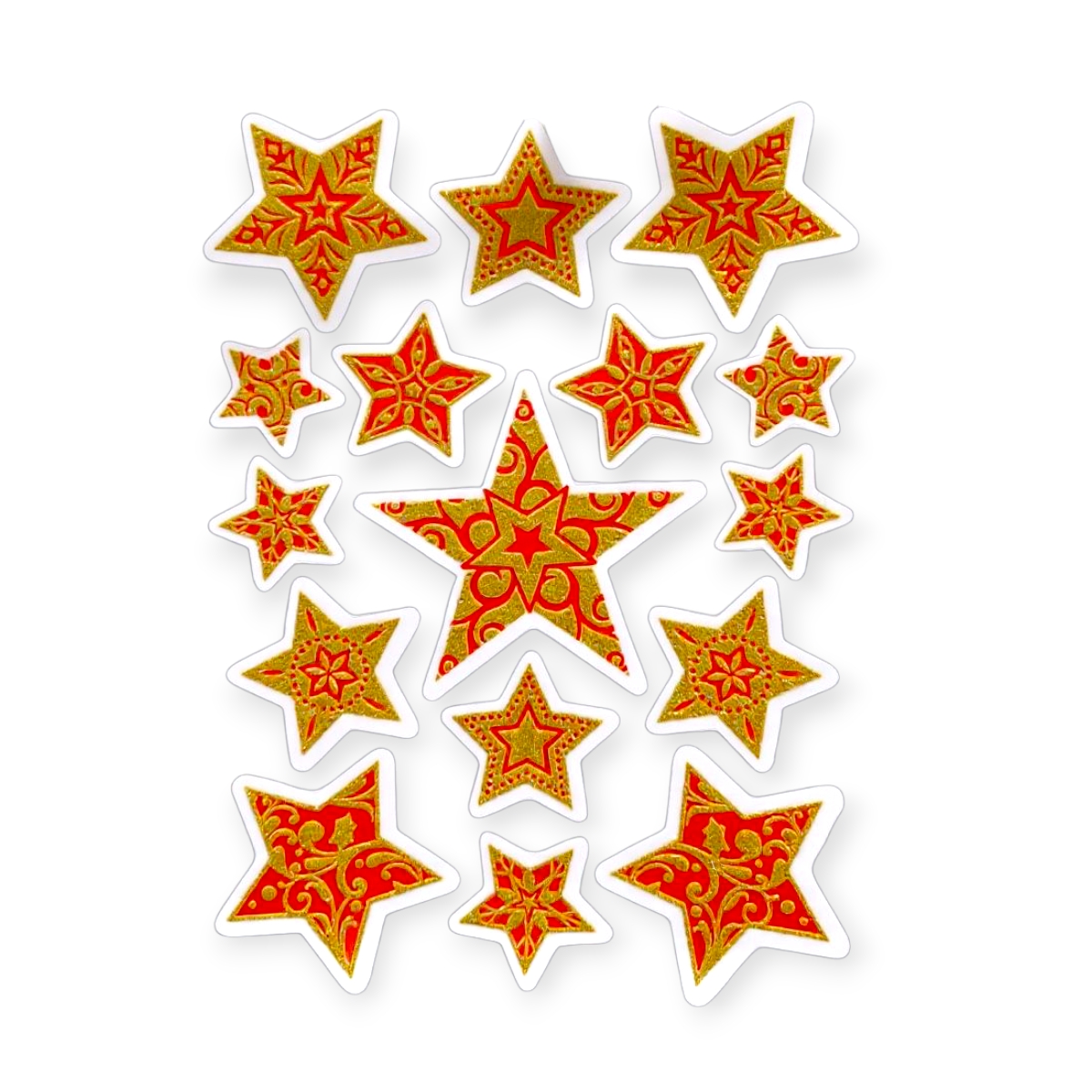 Red Stars karácsonyi ablakmatrica arany csillámmal 20x30cm