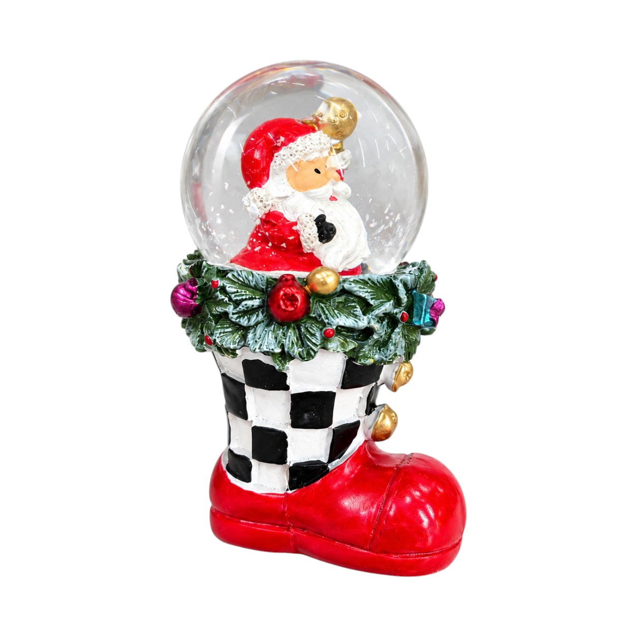 Karácsonyi mikuláscsizma hógömb – 8 cm