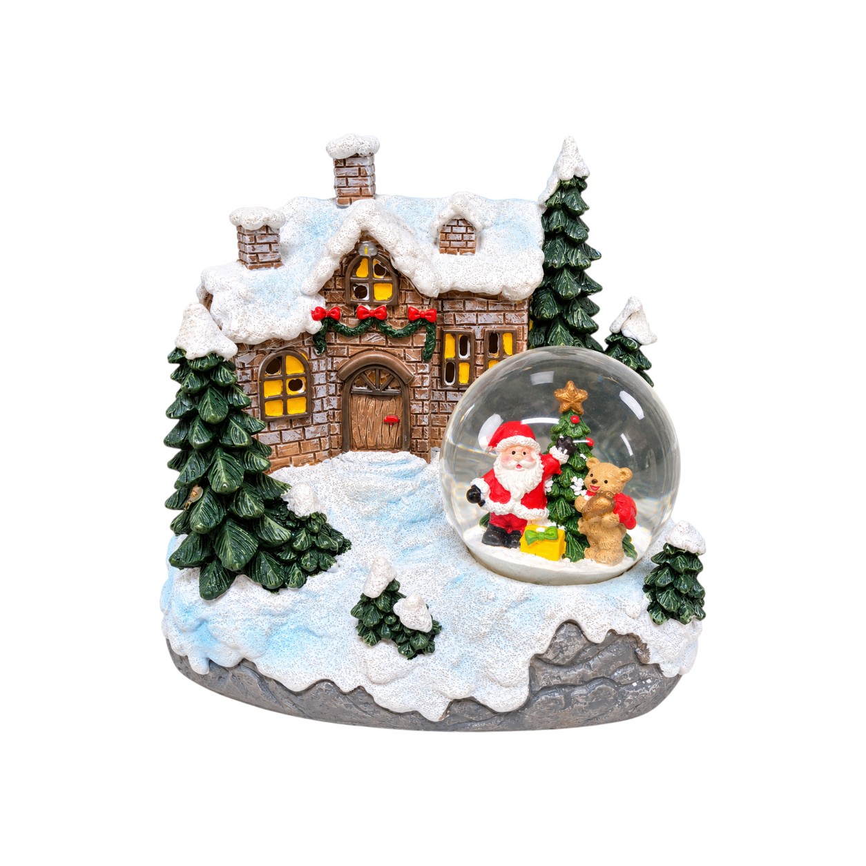 LED Village karácsonyi hógömb havas táj alappal – 15x12x14 cm