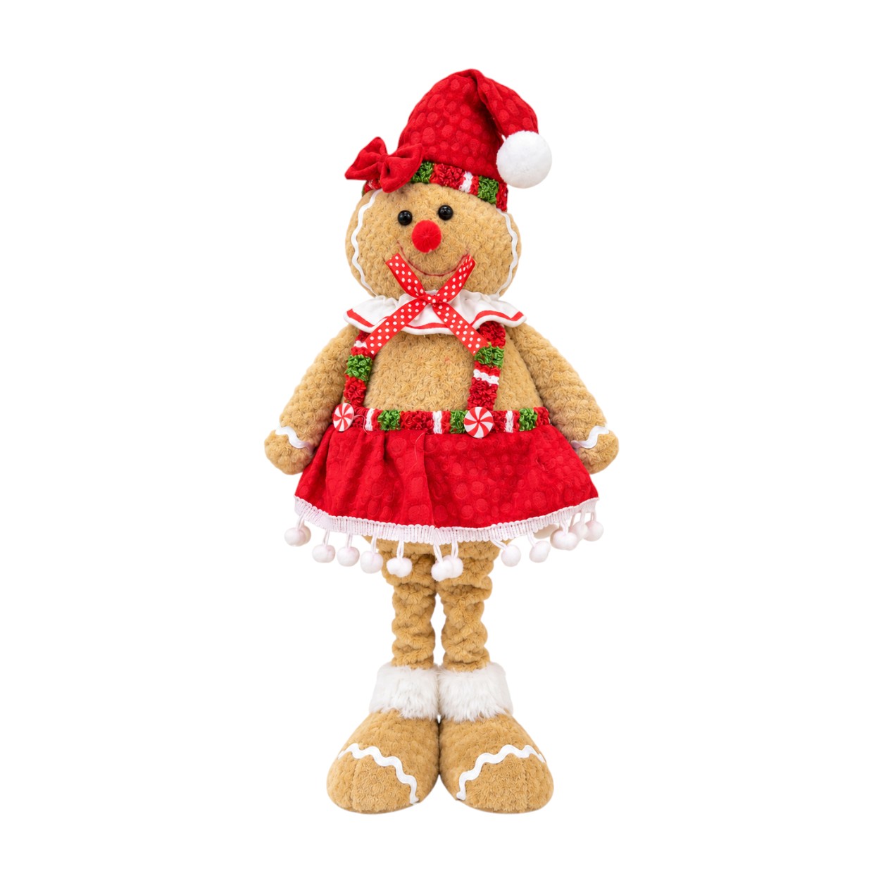 Karácsonyi mézeskalács lány díszfigura édességekkel – 38 cm