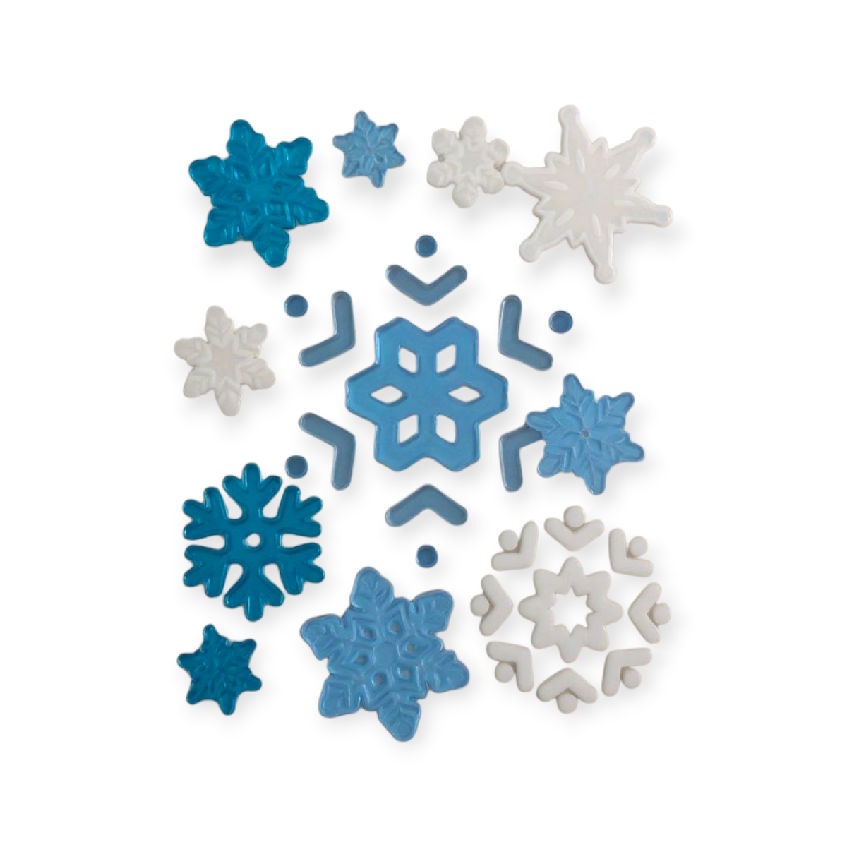 Fehér hópelyhek gél matricák kristálykék 5x5cm