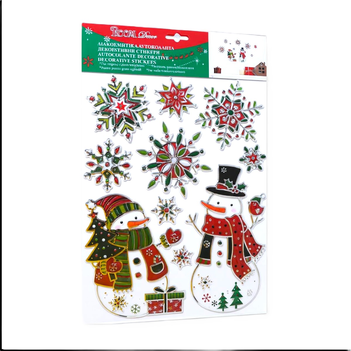 Karácsonyi matrica hóember, színes kivitel 27,5x34,5cm