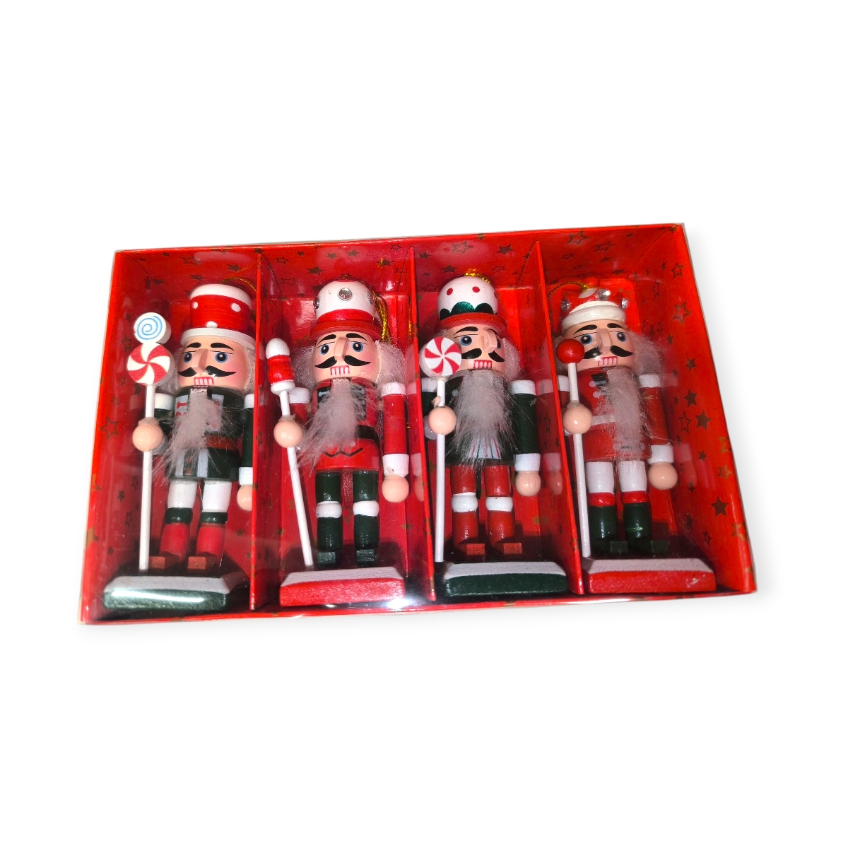 Diótörő fa függő karácsonyfadísz készlet 10cm – 4db