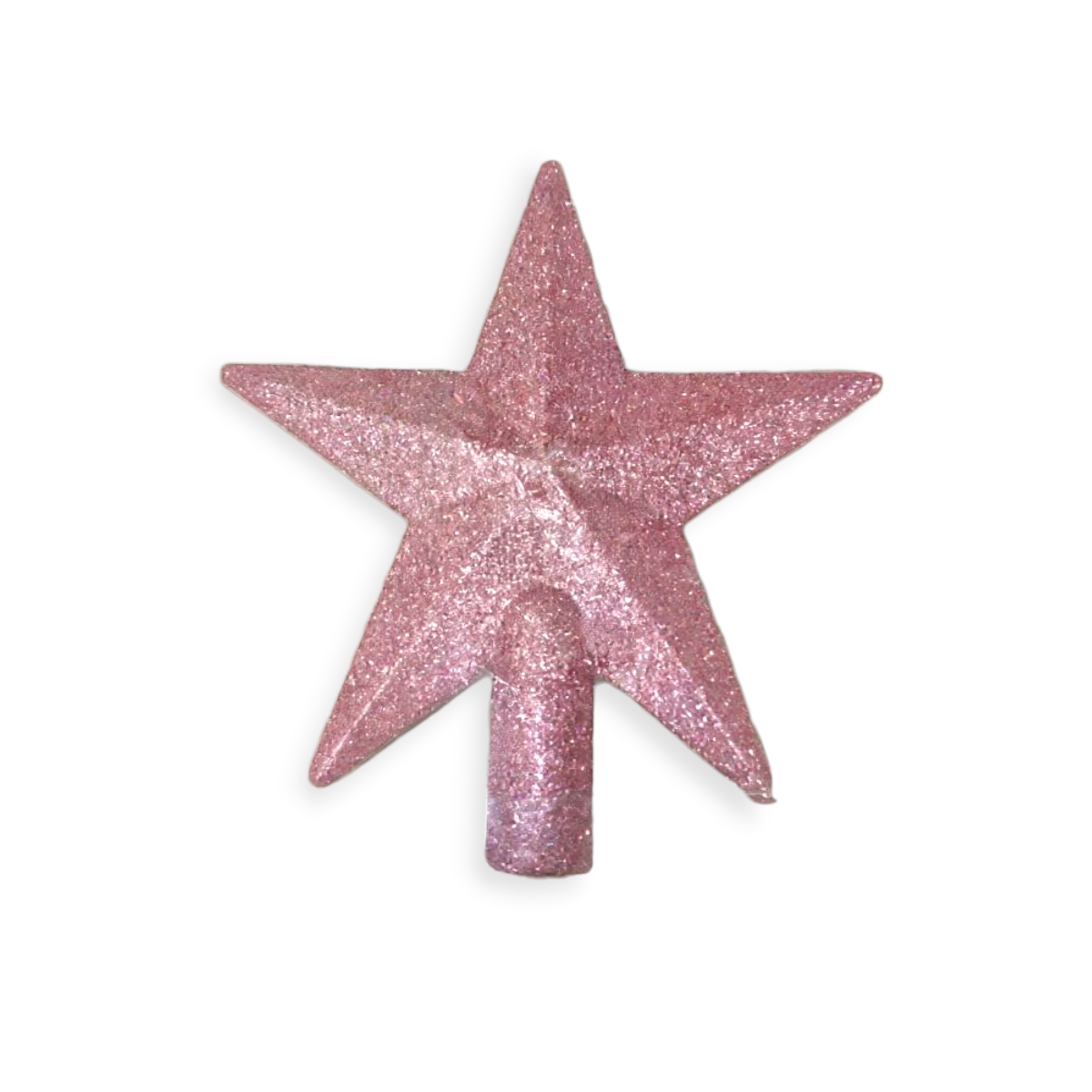 Rózsaszín 3D csillag csúcsdísz csillámmal 20 cm