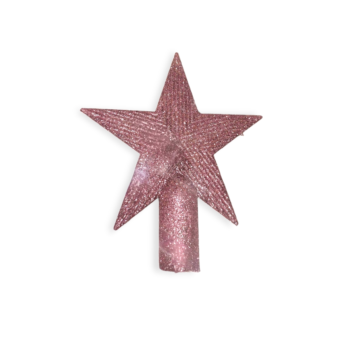 Rózsaszín csillámos csúcsdísz 15 cm