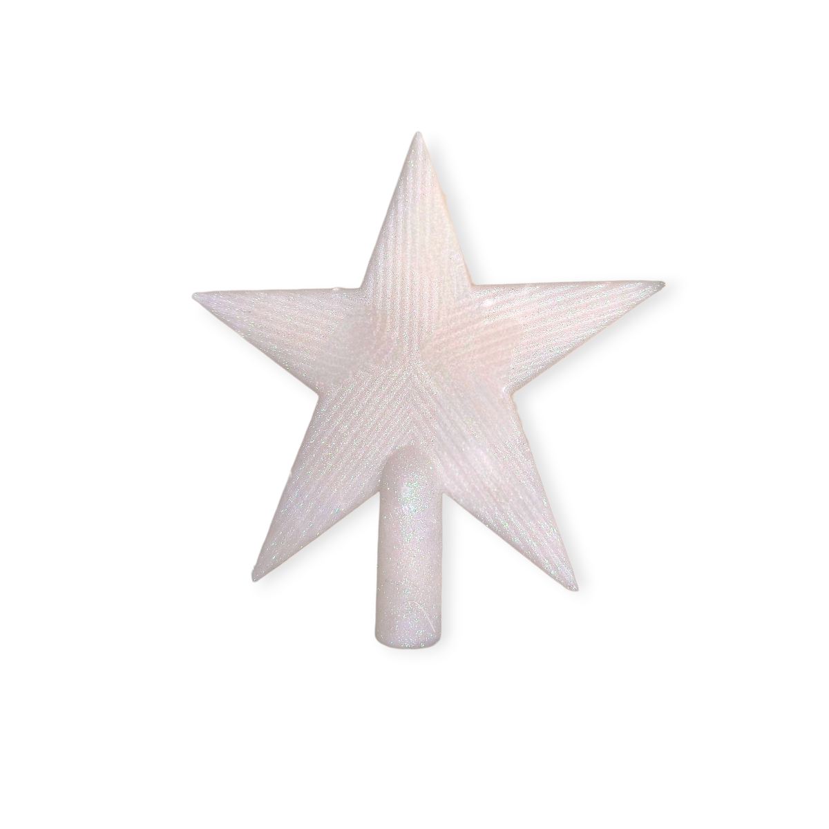 Fehér csillámos csillag csúcsdísz 22 cm