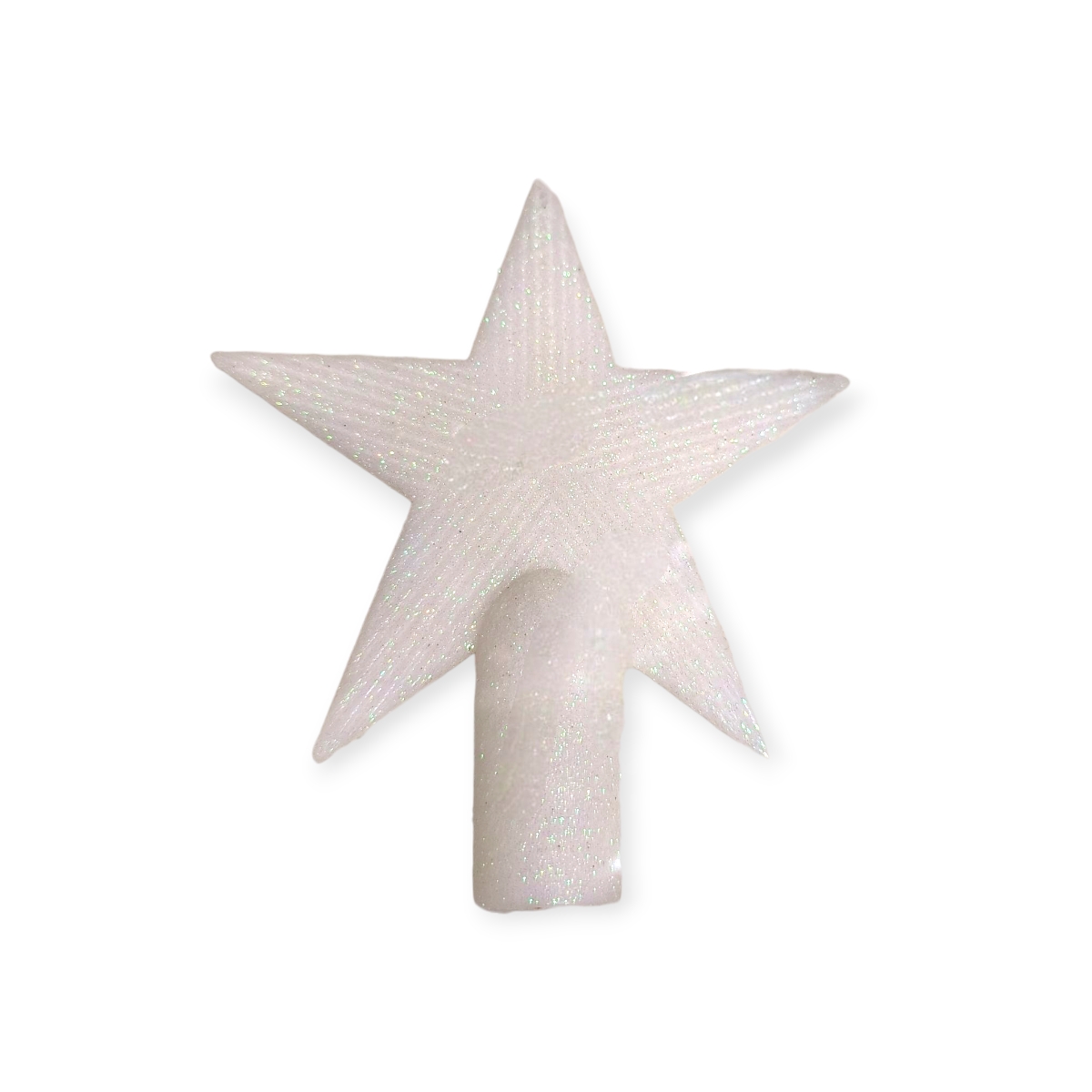 Irizáló fehér csillag csúcsdísz 15 cm