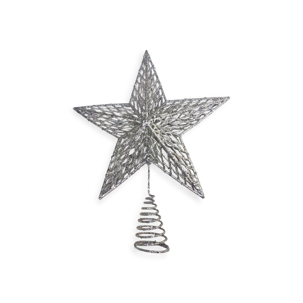 Ezüst 3D csillag csúcsdísz 33 cm