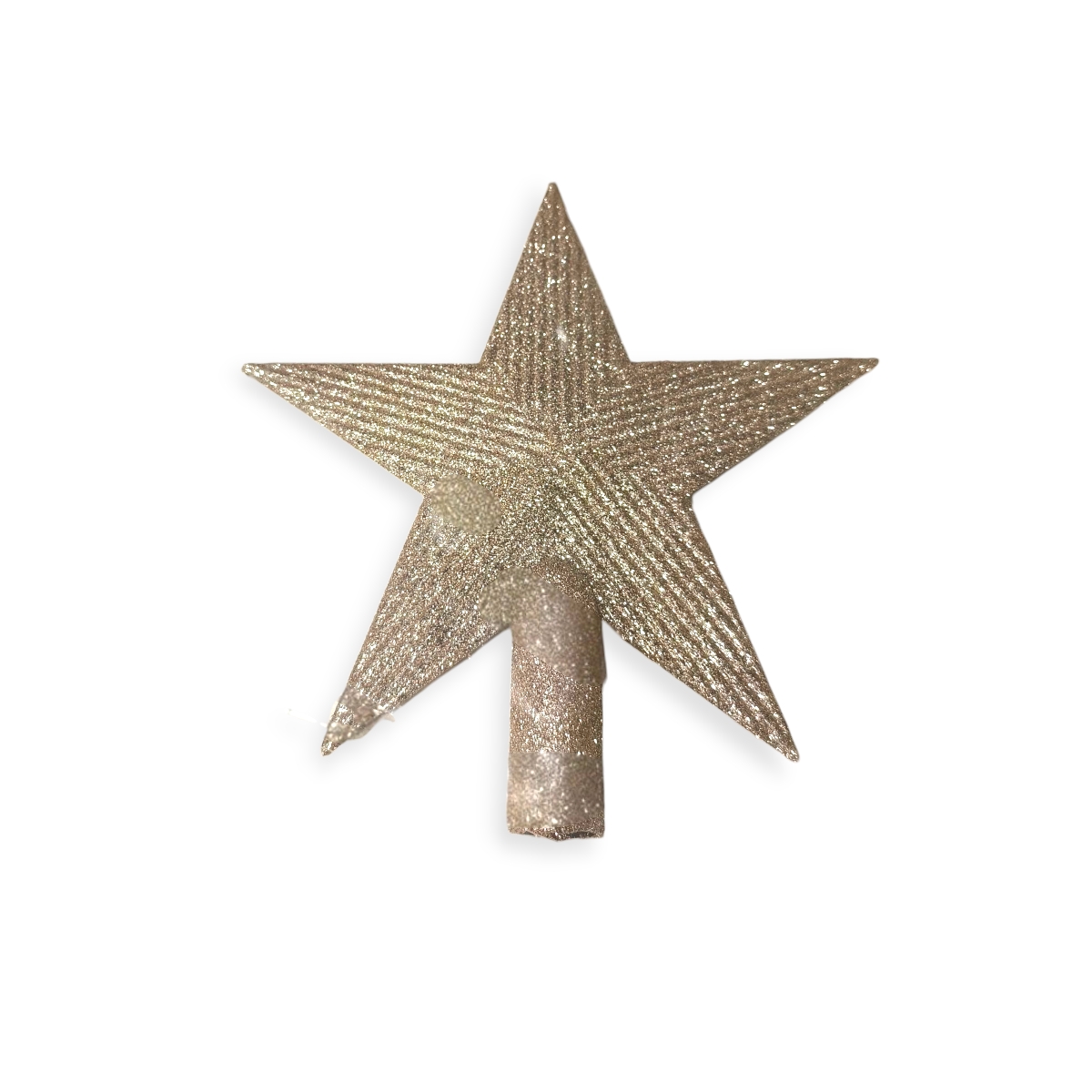 Pezsgő csillagos karácsonyfa csúcsdísz csillámmal – 22 cm