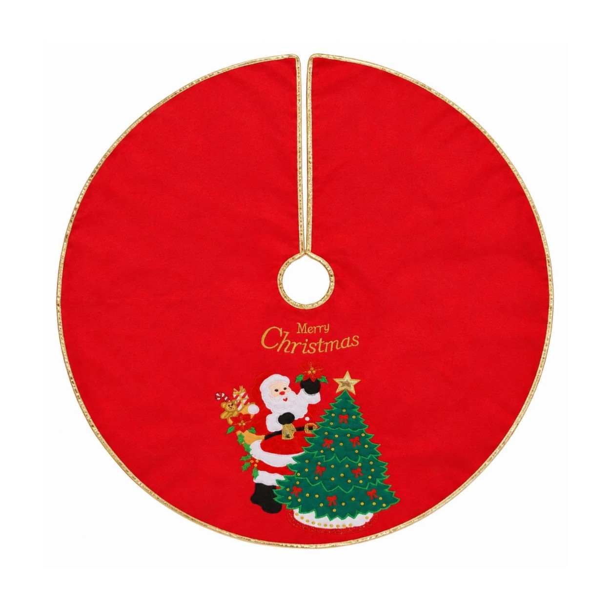Piros Mikulás mintás karácsonyfa szoknya (100 cm)