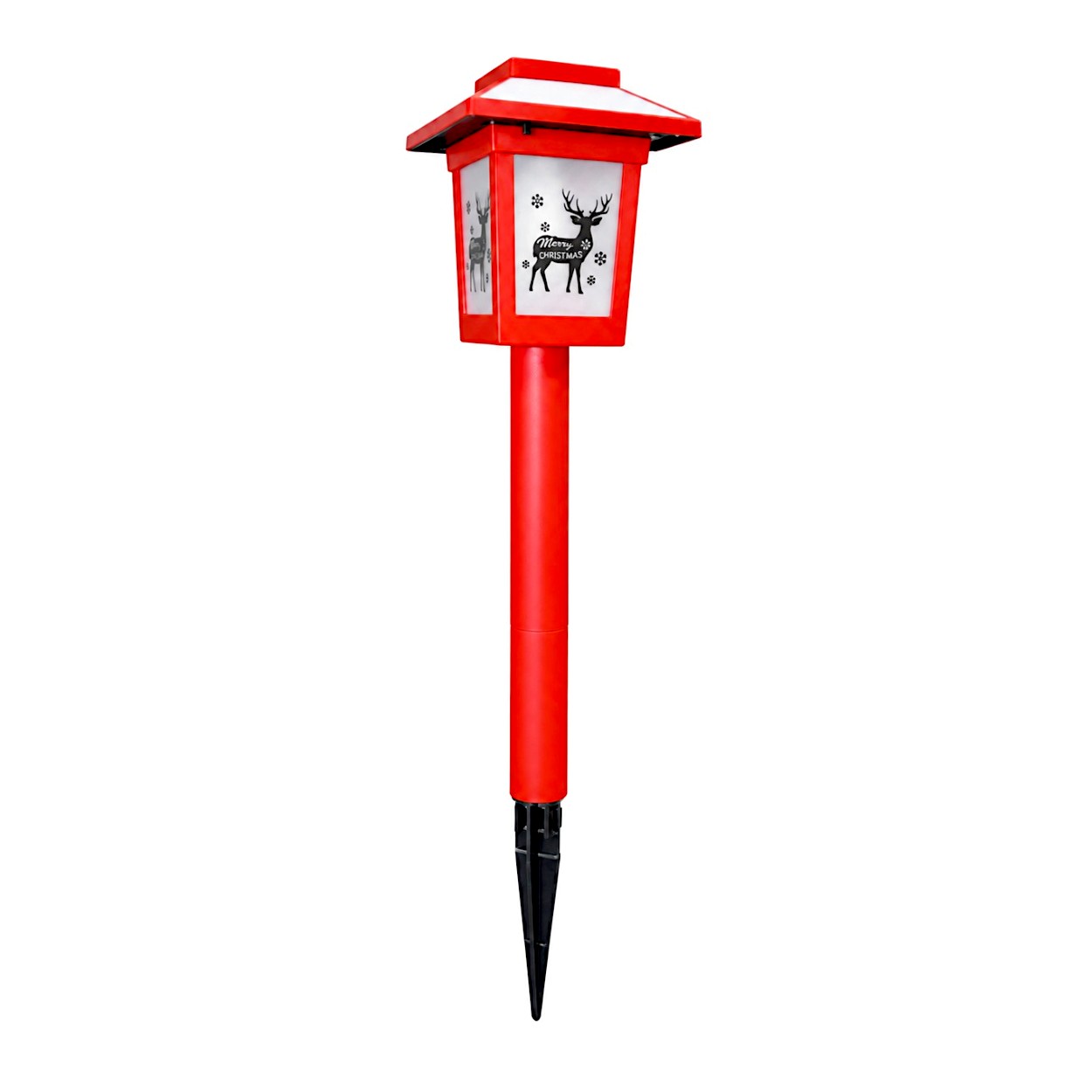 Napelemes karácsonyi rénszarvasos lámpás lánghatással (38 cm)