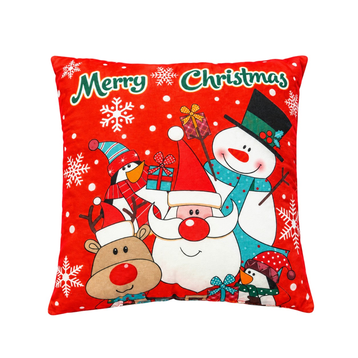 Gyerek karácsonyi párna Mikulás és hóember mintás 30x30cm